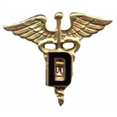 U.S. Army Medic Dental Caduceus Pin Gold Plated 1 1/8"