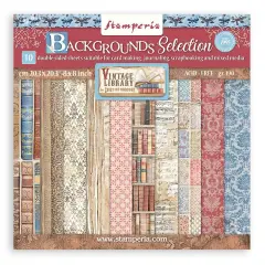 Stamperia Vintage Library Background 8x8 Paper Pack
