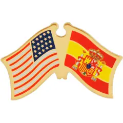 American & Spain Flags Pin 1"