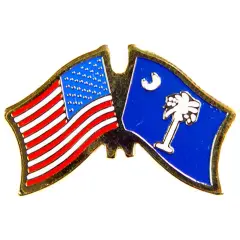 American & South Carolina Flags Pin 1"