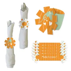 Big Dot of Happiness Little Pumpkin - Fall Birthday Party or Baby Shower Paper Napkin Holder - Napkin Rings - Set of 24