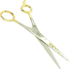 Stainless Steel Gold Plated Handle Barber Hair Cutting Salon Scissors 6 1/2"
