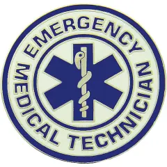 EMT Logo Pin Blue & White 1 1/2"