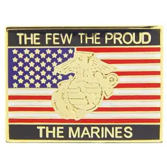 U.S.M.C. Logo On American Flag Pin 1"