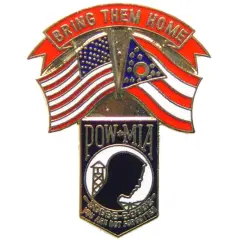 American POW & Ohio Flags Pin 1 1/4"