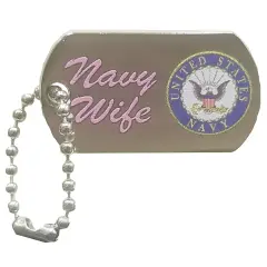 Eagle Emblems Pin-Usn Logo, "Dog Tag",Wife (1")