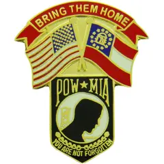 American POW & Georgia Flags Pin 1 1/4"