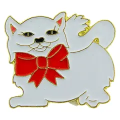Cat with Bow Pin 1"