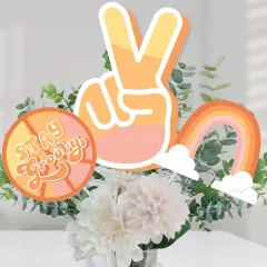 Big Dot of Happiness Stay Groovy - Boho Hippie Party Centerpiece Sticks - Table Toppers - Set of 15