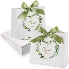 50 Pack Mini Thank You Gift Bags with Bow Ribbon