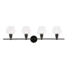 Gene 4 light Black and Clear glass Wall sconce
