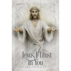 Dexsa Jesus I Trust In You Symbols of Faith Inspirational Wood Plaque 6 inches x 9 inches