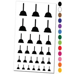 Toilet Plunger Plumbing Icon Solid Temporary Tattoo Water Resistant Fake Body Art Set Collection Red