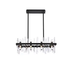 Serena 30 inch crystal rectangle chandelier in black