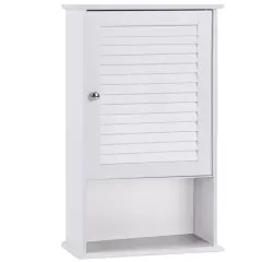Bathroom Wall Mount Storage Cabinet Single Door with Height Adjustable Shelf for Home Storage White