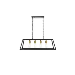 Resolute 4 light brass and black Pendant