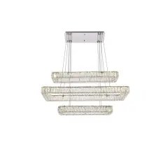 Monroe 42 inch LED triple rectangle pendant in chrome