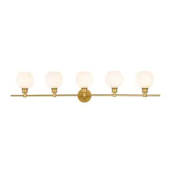 Collier 5 light Brass and Frosted white glass Wall sconce