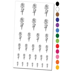 Hand Drawn Rose Flower Temporary Tattoo Water Resistant Fake Body Art Set Collection Light Green