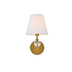 Bethany 1 light bath sconce in brass with white fabric shade