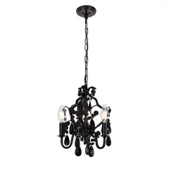 Karter Collection Pendant D9.5 H12.2 Lt:3 polished Black Finish
