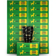 Emma and Oliver Kirk 20 Roll Set of 8 x 13 Unscented Premium Pet Waste Station Bags, 4000 Extra Thick and Strong Leak Proof Dog Waste Bags Black