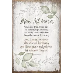 Dexsa Bless All Nurses Inspirational Wood Plaque 6 inches x 9 inches