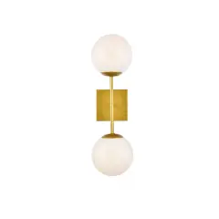 Neri 2 lights brass and white glass wall sconce