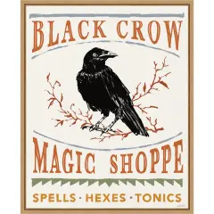 Black Crow Halloween Color by Anne Tavoletti Canvas Art Framed
