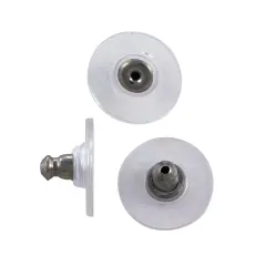 JewelrySupply Friction Earring Backs with 11mm Plastic Disc Surgical Stainless Steel (Wholesale Package of 100)