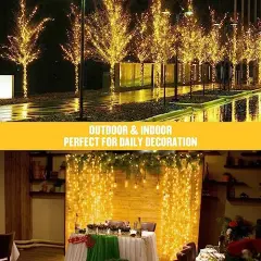 168FT 600 LED Christmas Lights Outdoor Waterproof 8 Modes Indoor Christmas String Lights Warm White Christmas Tree Lights Plug in for Room Bedroom Wedding Party Holiday Decorations.