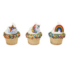Rainbow Unicorn Assortment Cupcake Rings, 12ct