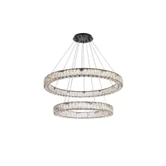 Monroe 36 inch LED double ring chandelier in black