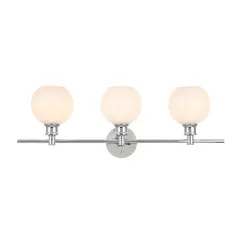 Collier 3 light Chrome and Frosted white glass Wall sconce