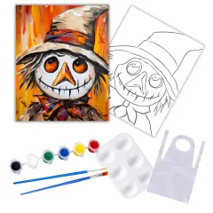 "Quirky Scarecrow" DIY Canvas Art Kit, Adult Beginner, Acrylic Paint Size 11x14 inch