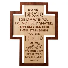Dexsa Do Not Fear Inspirational Laser-Cut Wood Cross Plaque 7.5 inches x 10 inches