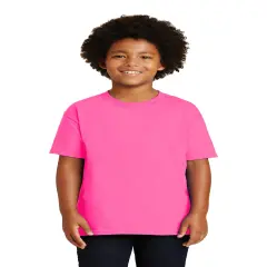 Gildan&reg; Youth Ultra Cotton Short Sleeve Crew-Neck T-Shirt Safety pink