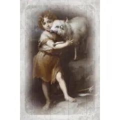 Dexsa St John The Baptist & The Lamb Symbols of Faith Inspirational Wood Plaque 6 inches x 9 inches
