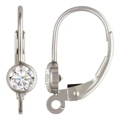 Lever Back Earring with 4mm Cubic Zirconia Stone Sterling Silver DIY Earrings with Open Jump Ring(1 Pair of Earrings)