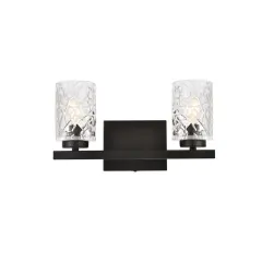 Cassie 2 lights bath sconce in black with clear shade