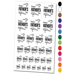 Happy Father's Day Fishing Lure Bait Temporary Tattoo Water Resistant Fake Body Art Set Collection Light Blue