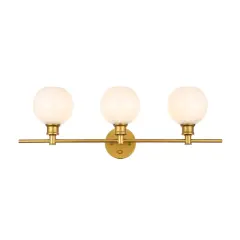Collier 3 light Brass and Frosted white glass Wall sconce