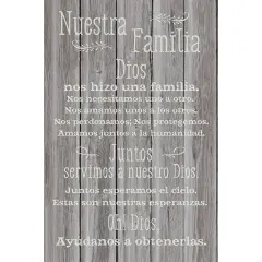 Dexsa Nuestra Familia Dios - Our Family - Inspirational Saying in Spanish 6x9 Wood Plaque with Easel and Wall Hanger