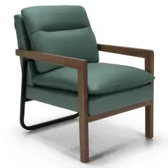 Single Sofa Chair with Extra-Thick Padded Backrest and Seat Cushion Green