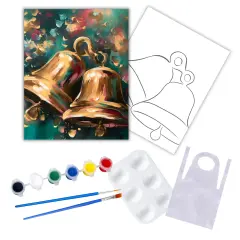 "Christmas Bells" DIY Canvas Art Kit, Adult Beginner, Acrylic Paint Size 11x14 inch