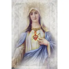 Dexsa Immaculate Heart Symbols of Faith Inspirational Wood Plaque 6 inches x 9 inches