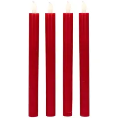 Northlight LED Flickering Flameless Taper Christmas Candles - 9.75" - Red - Set of 4