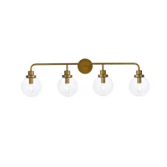 Hanson 4 lights bath sconce in brass with clear shade