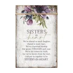 Dexsa Sisters In Heart Wood Plaque with Easel and Wall Hanger 6"x9"