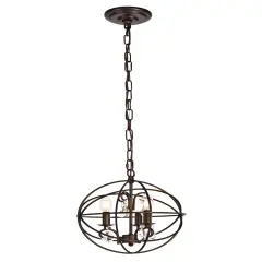 Wallace Collection Pendant D11.8 H13.8 Lt:3 Dark Copper Brown Finish